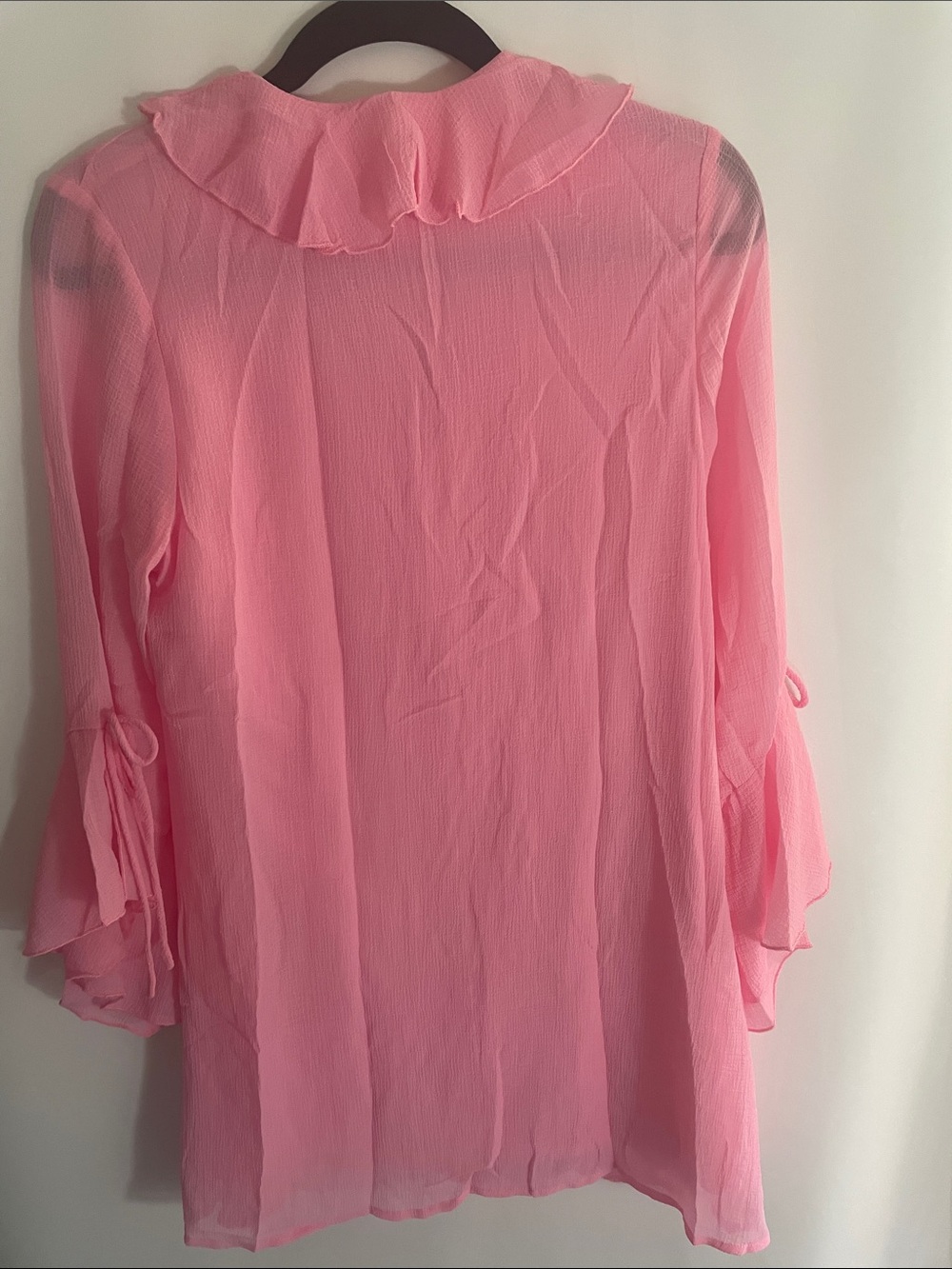 Entro Pink Ruffled V-Neck Blouse - Picture 4 of 6